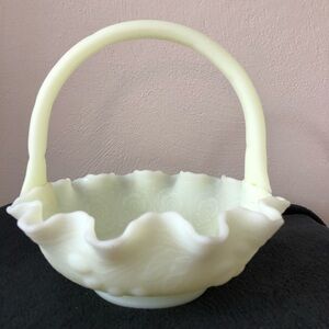 Vintage Fenton Custard glass basket